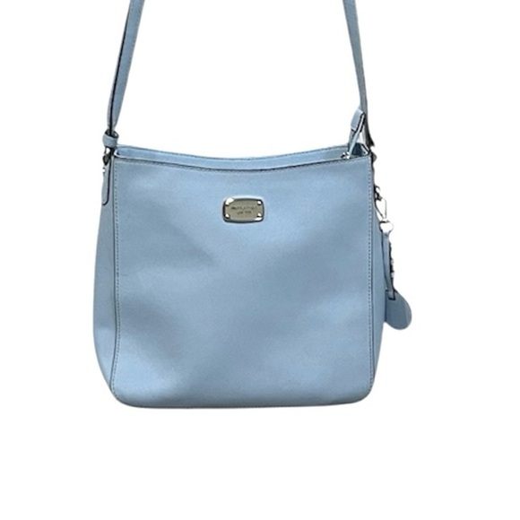 Michael Kors baby blue jet set messenger crossbody adjustable strap bag - Picture 1 of 14